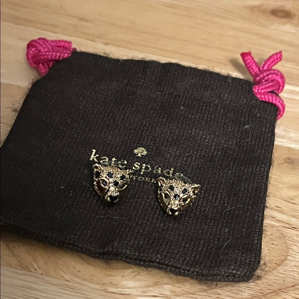 Kate Spade Gold and Black Leopard Stud Earrings